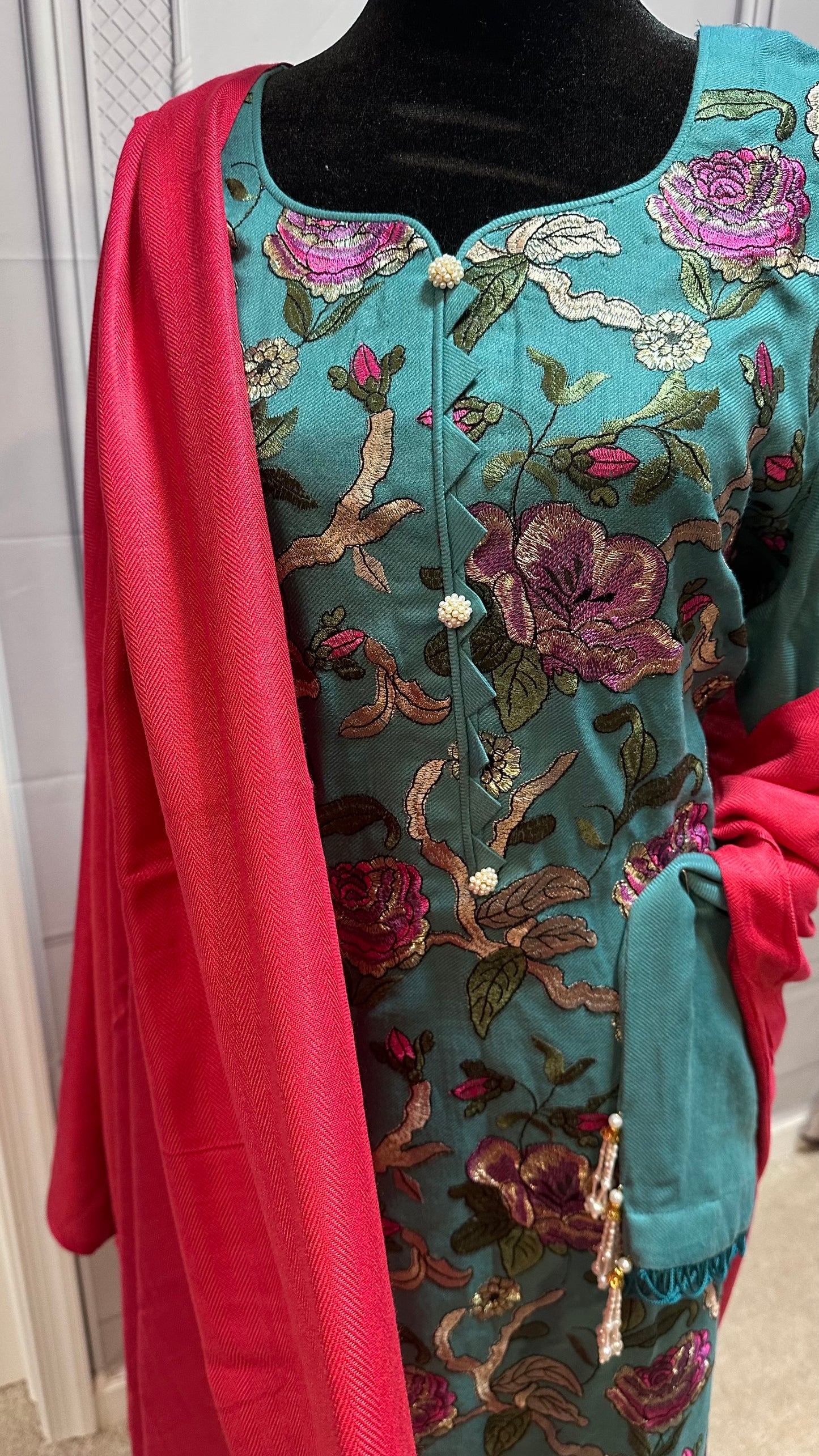 Kashmiri Pashmina Embroidered Khadi Salwar Kameez