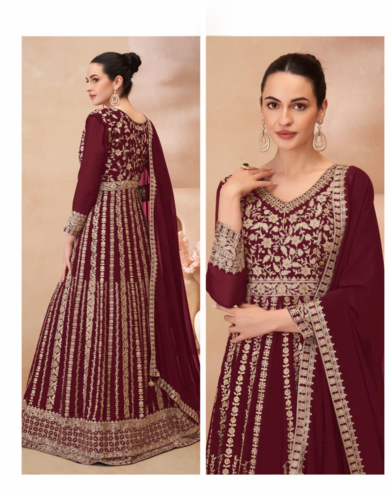 Red Embroidered Anarkali Dress