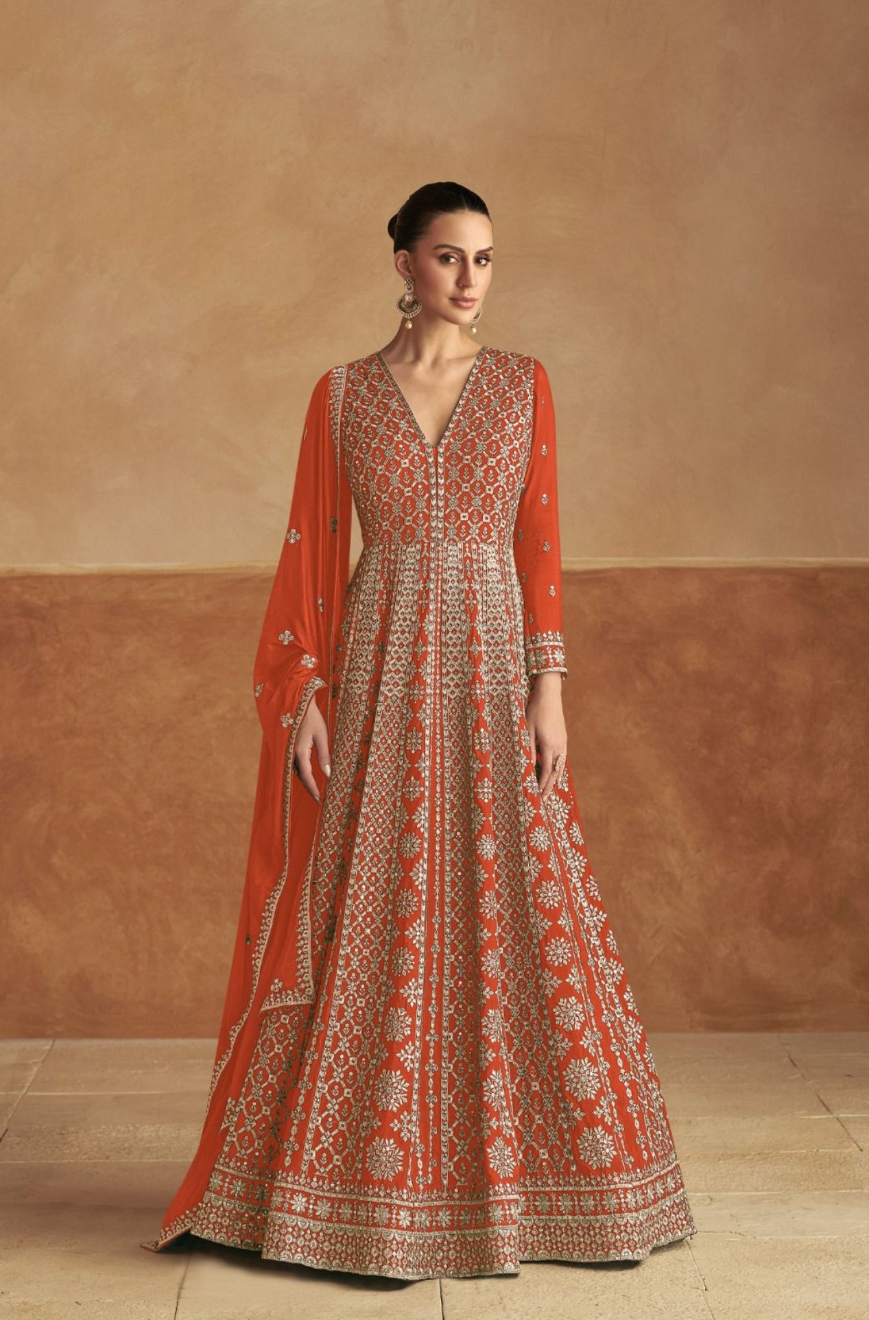 Orange Anarkali dress