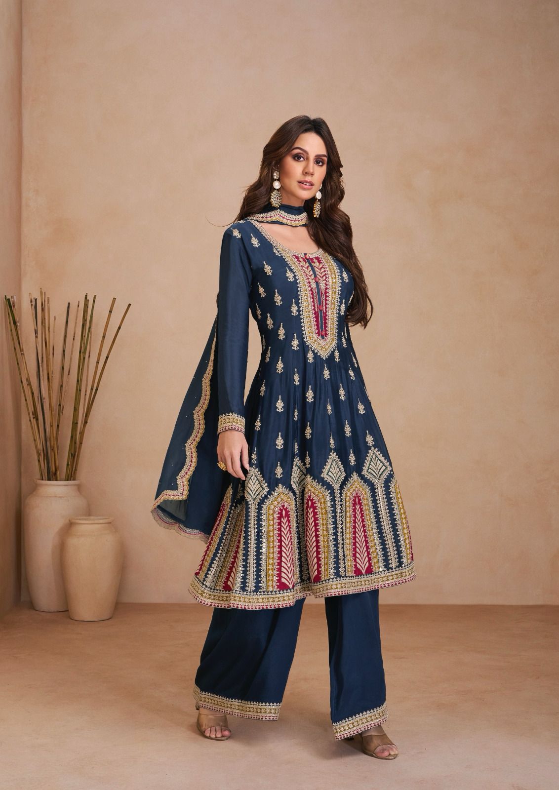 Deep blue color Party Sharara Suit