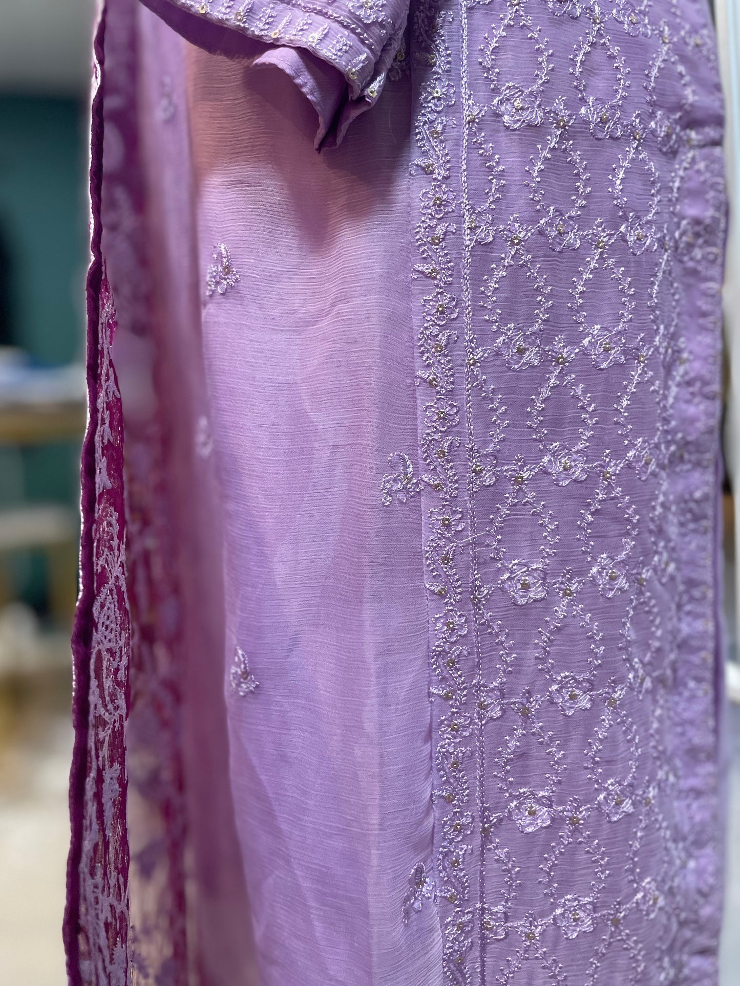 Purple Chiffon AghaNoor’s Two Piece