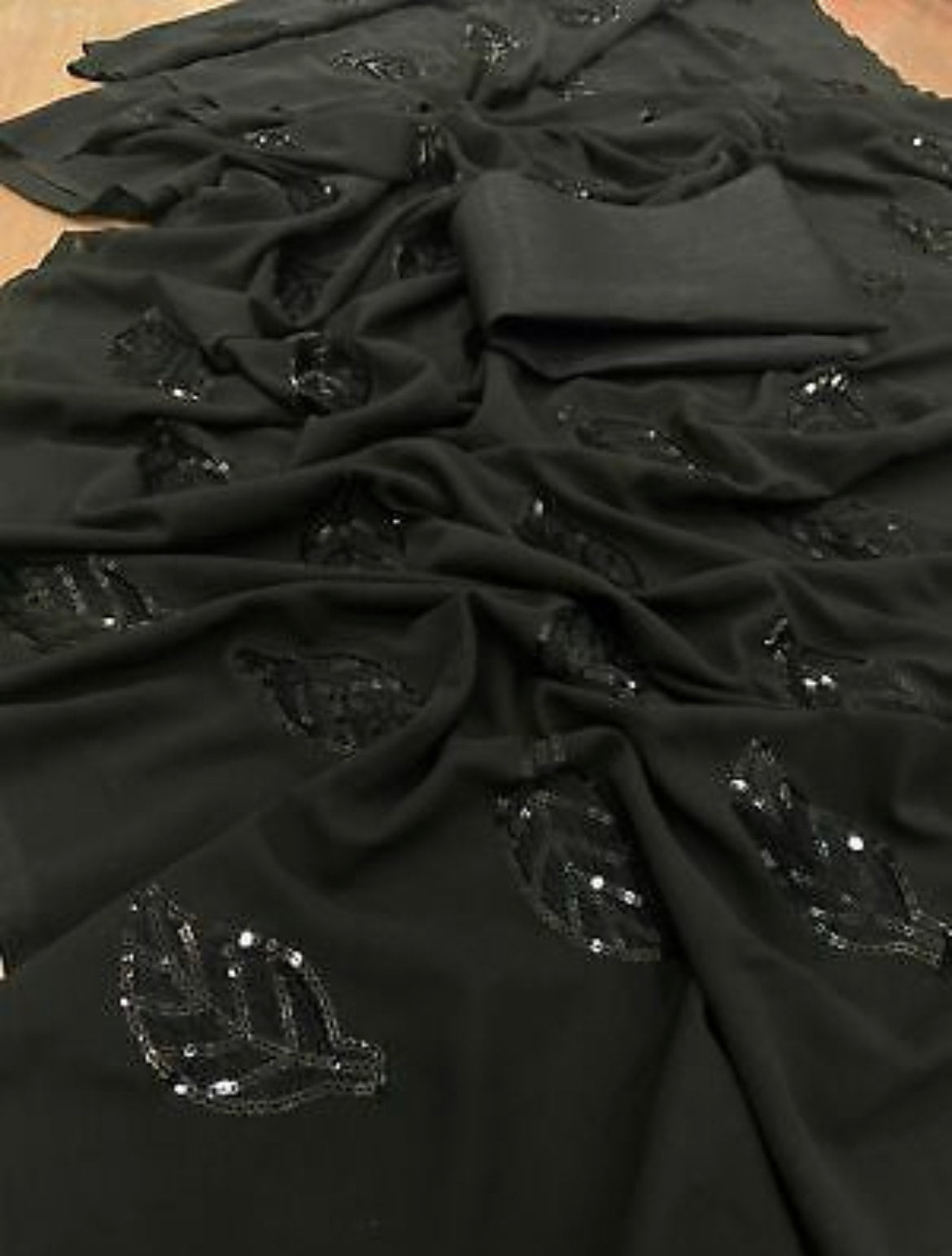 Black Georgette sequins saree