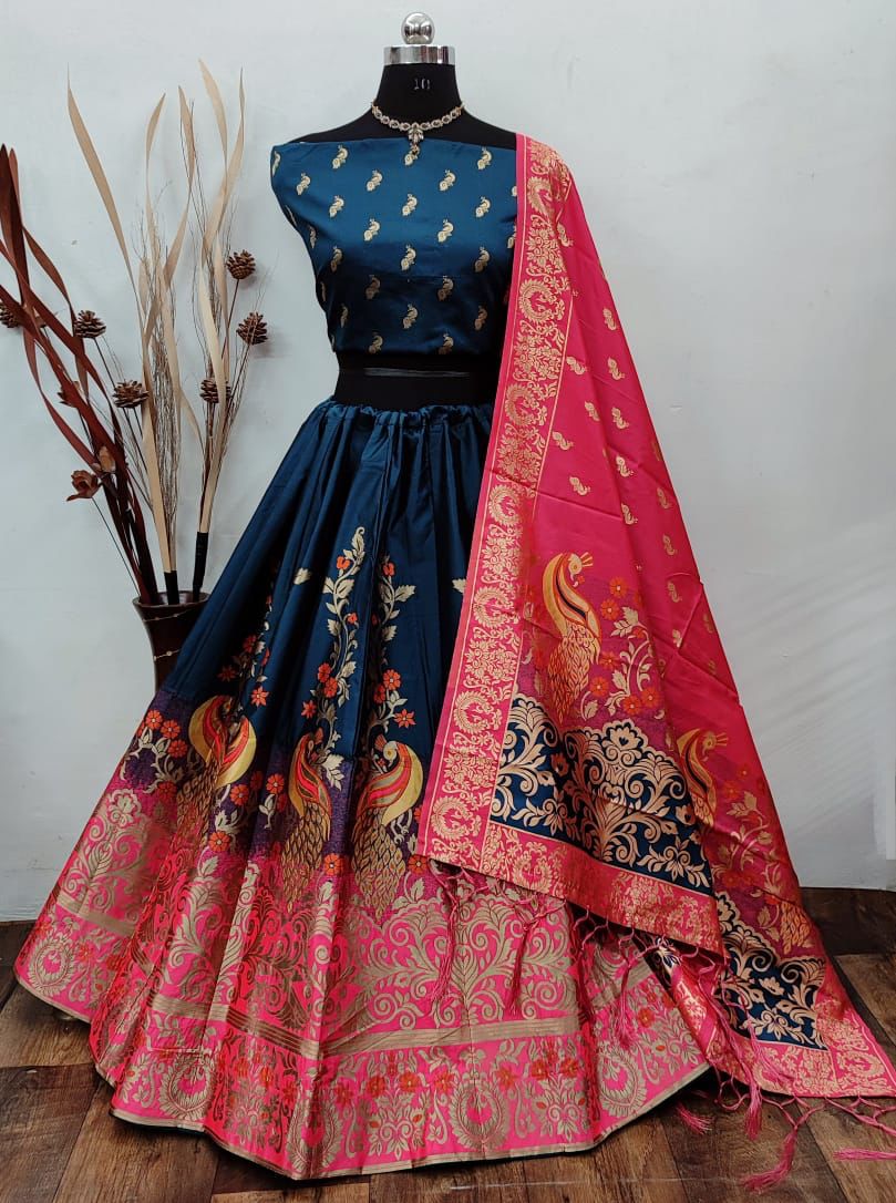Grey Banarasi Silk Lehenga