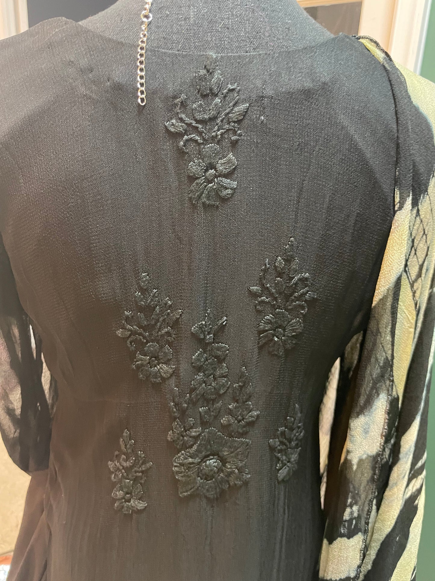 Black chickenkari hand work salwar kameez