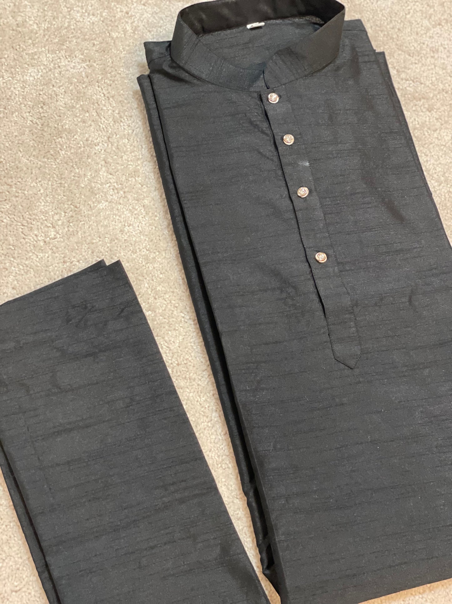 Black kurta pajama with waist coat set for men