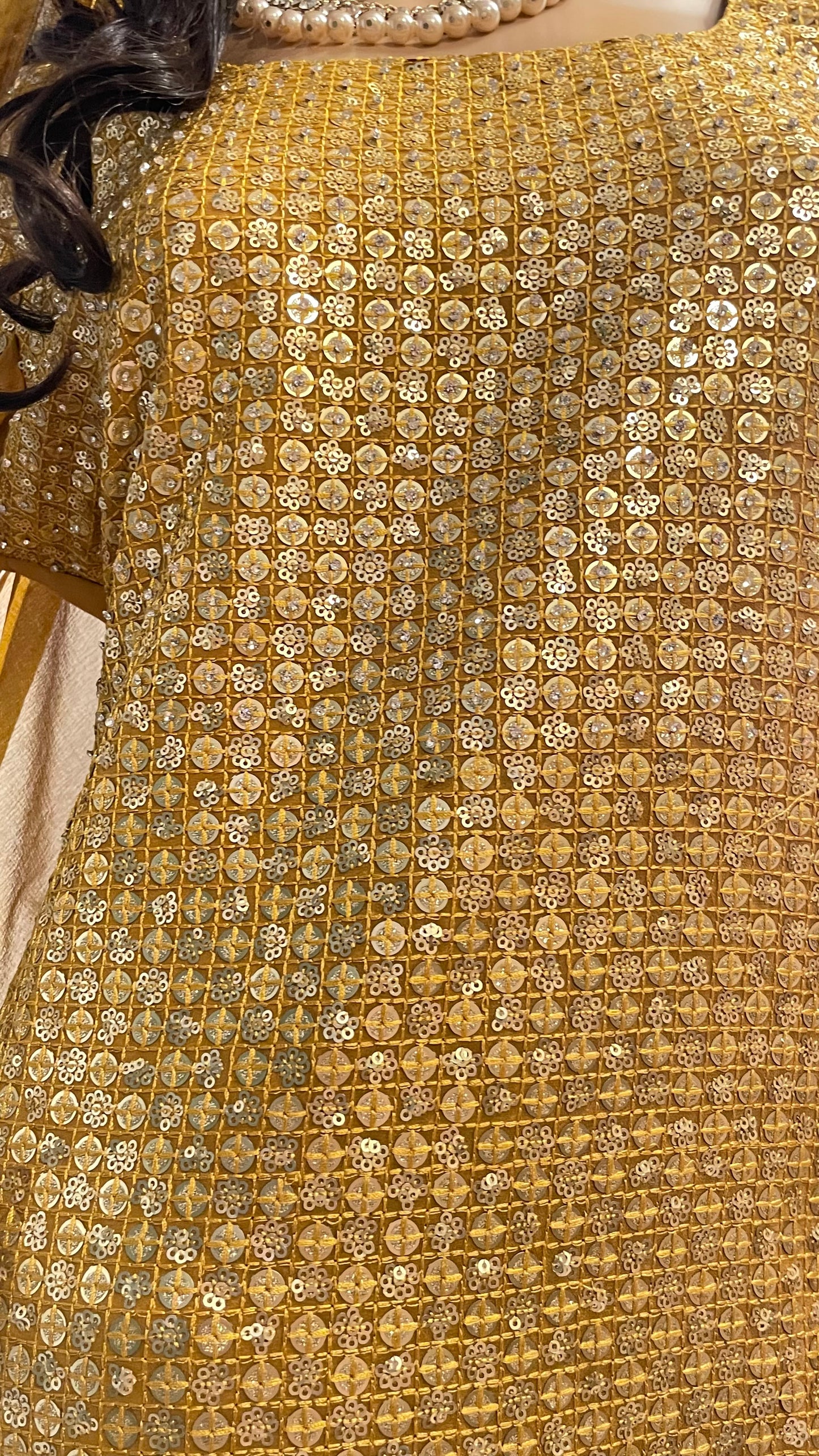 Golden Sequins embroidered stones shahara suit