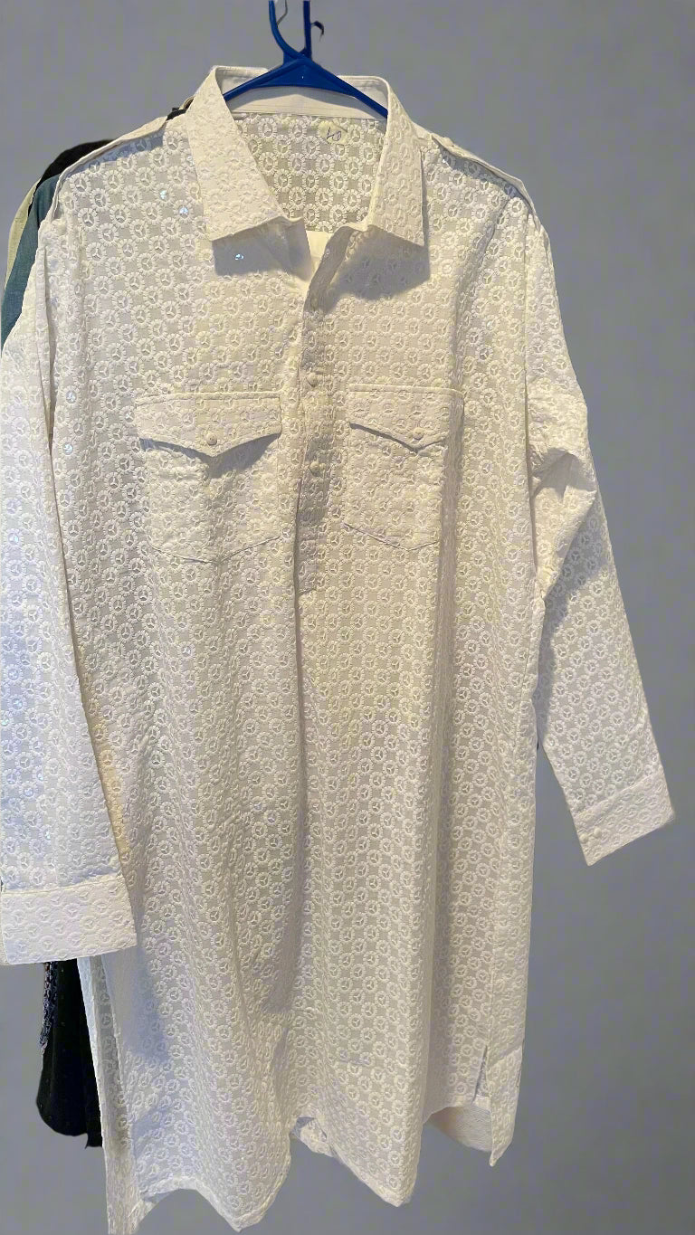 white chikankari suit