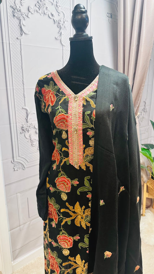 Kashmiri Pashmina Embroidered Khadi Salwar Kameez