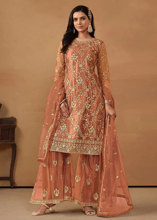 Orange Sharara Party Suit