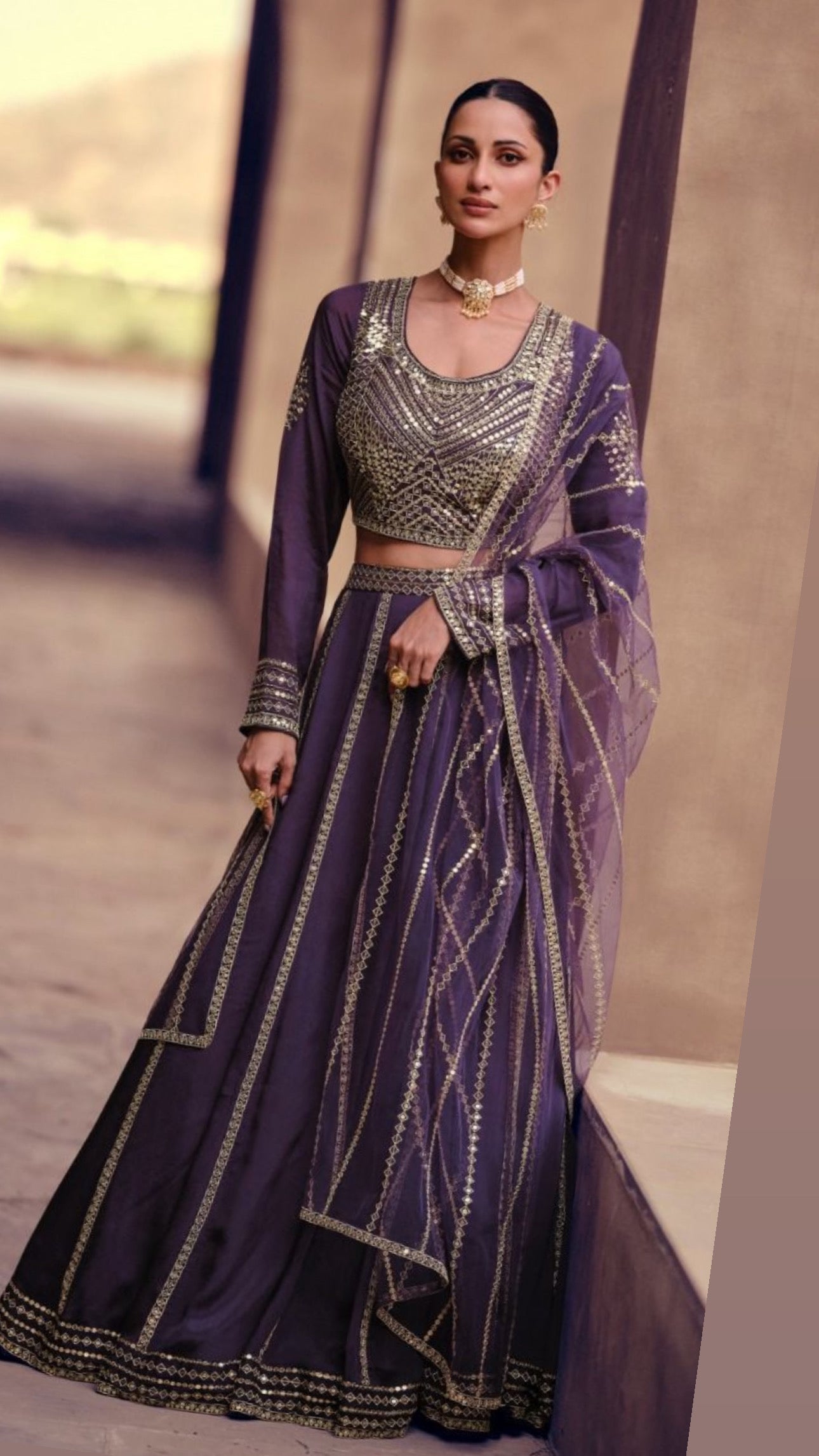 Party wear designer's purple lehenga