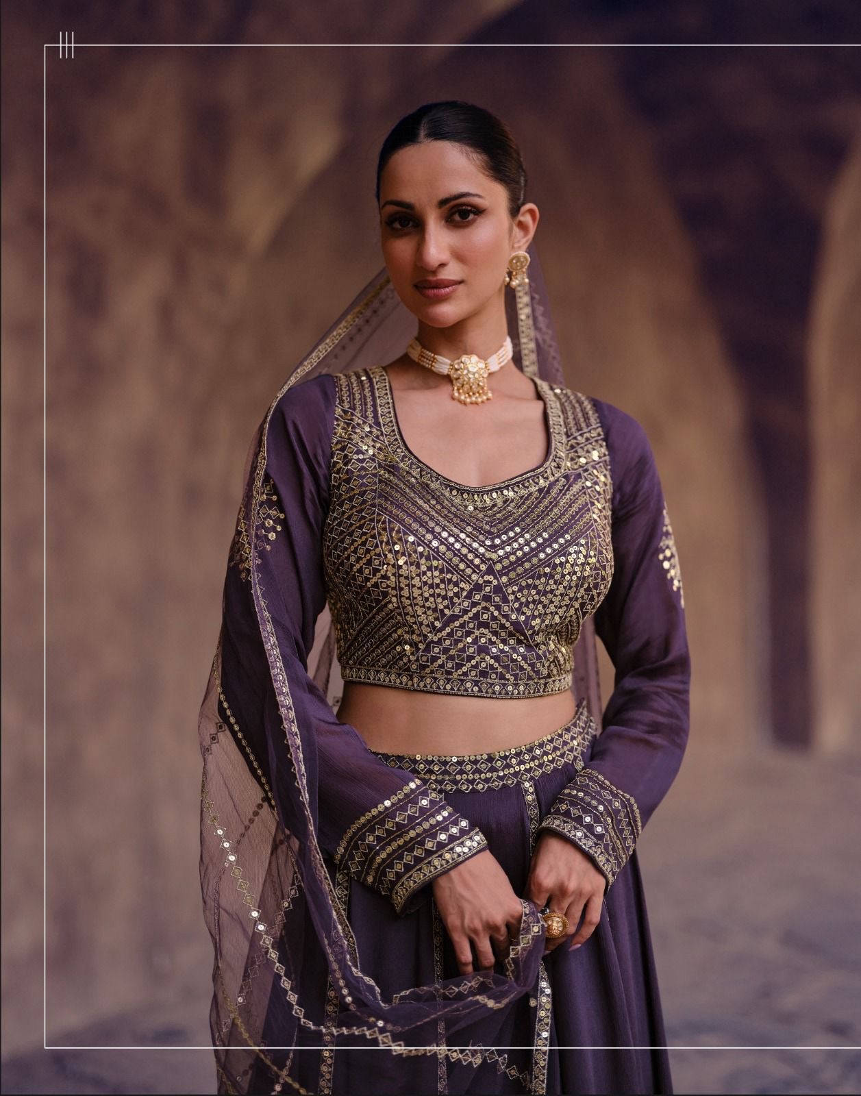 Party wear designer's purple lehenga
