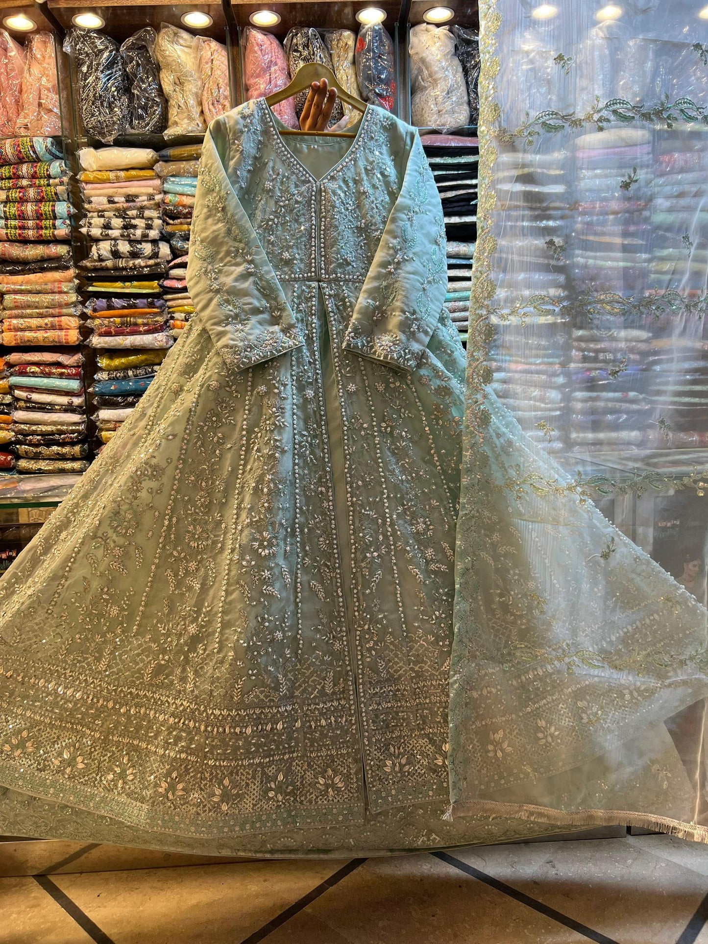 Green Bridal Anarkali Dress
