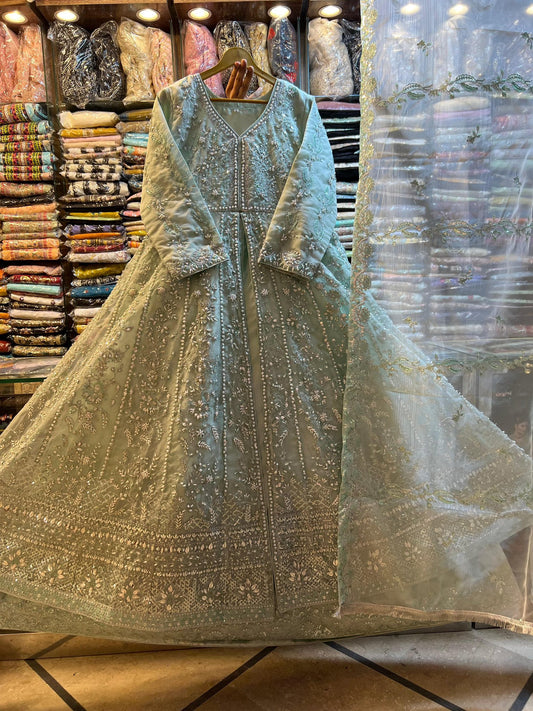 Green Bridal Anarkali Dress