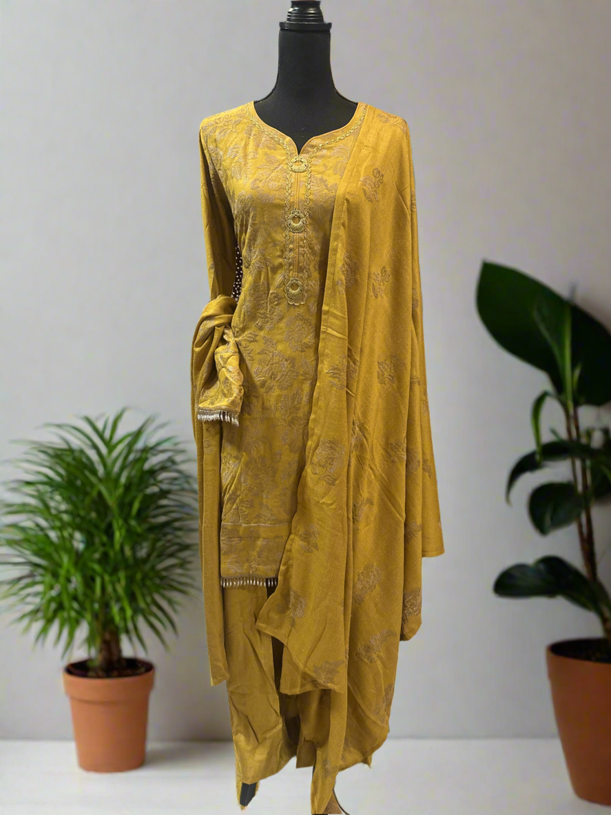 Khadi yellow salwar kameez