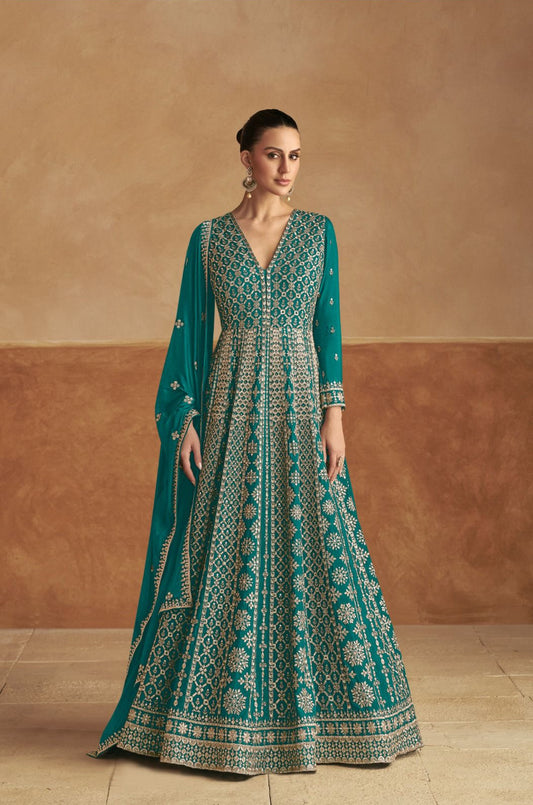 Teal Anarkali 
