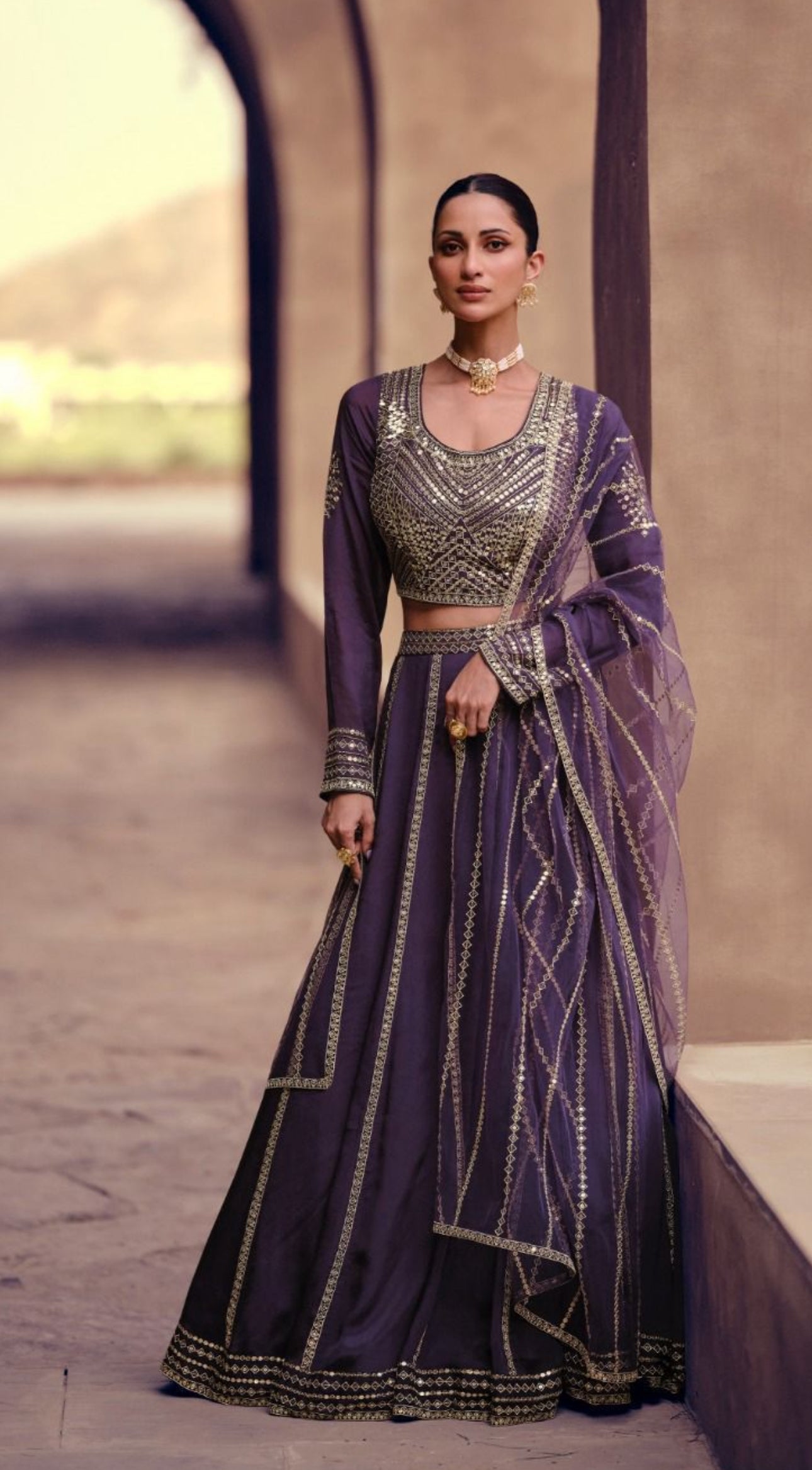 Party wear designer's purple lehenga