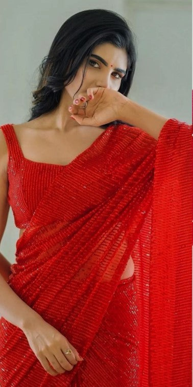 valentines day special red saree