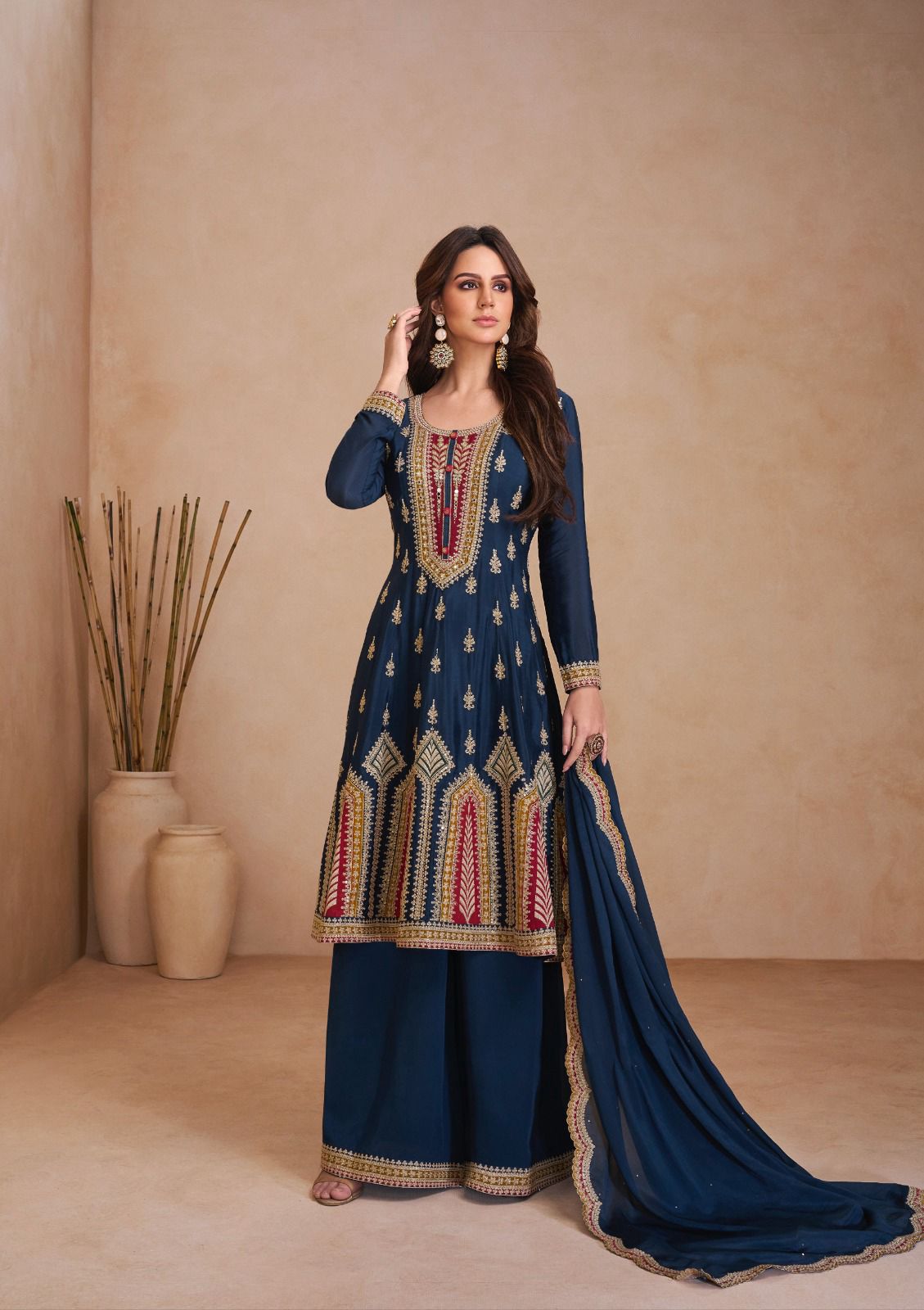 Deep blue color Party Sharara Suit