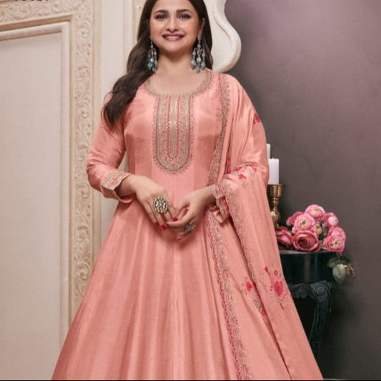Peach pink Anarkali dress