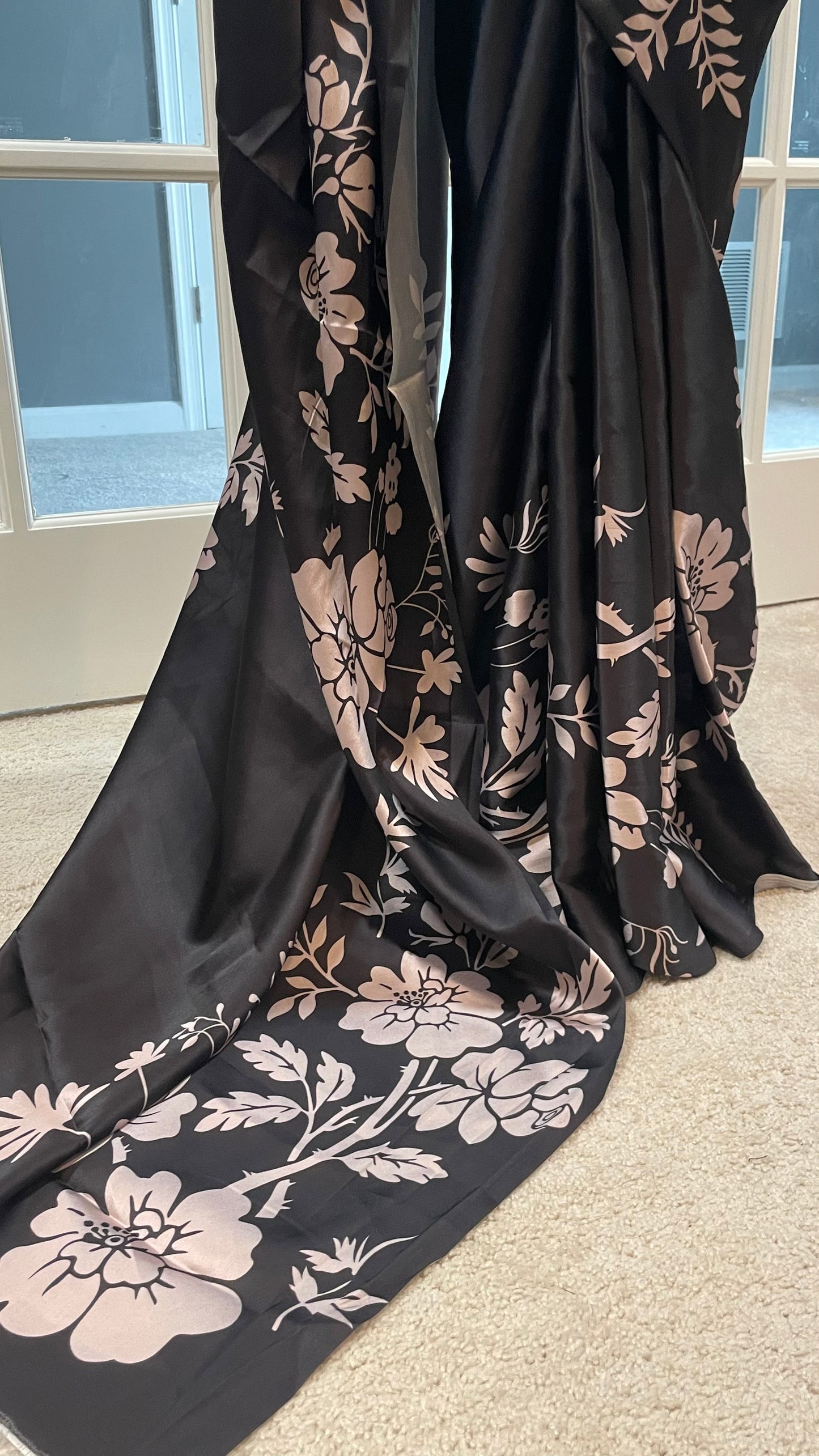 Black and white soft silk saree