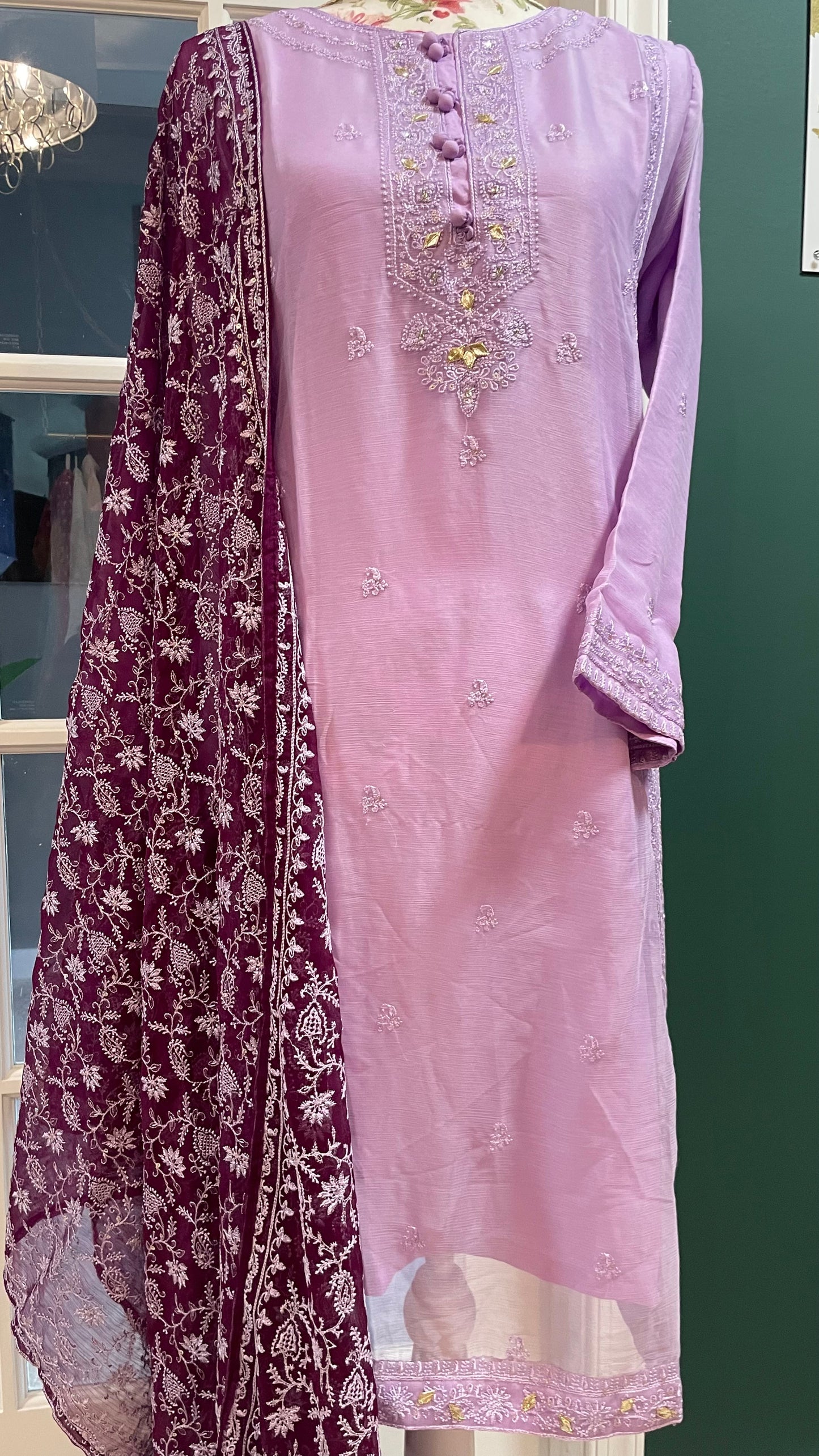 Purple Chiffon AghaNoor’s Two Piece