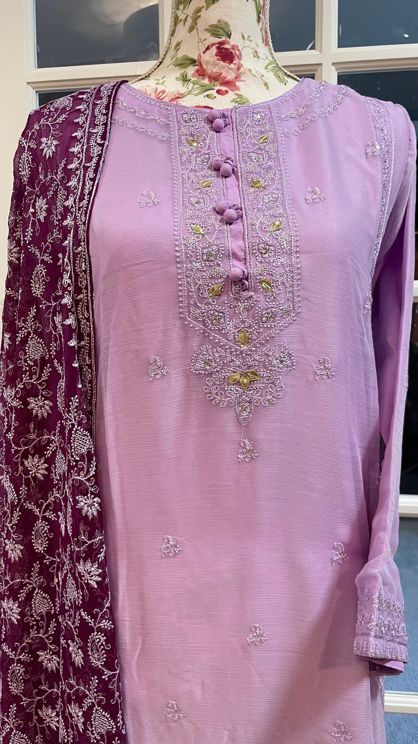 Purple Chiffon AghaNoor’s Two Piece