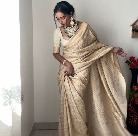 Golden Litchi Silk Ready to Wear Saree