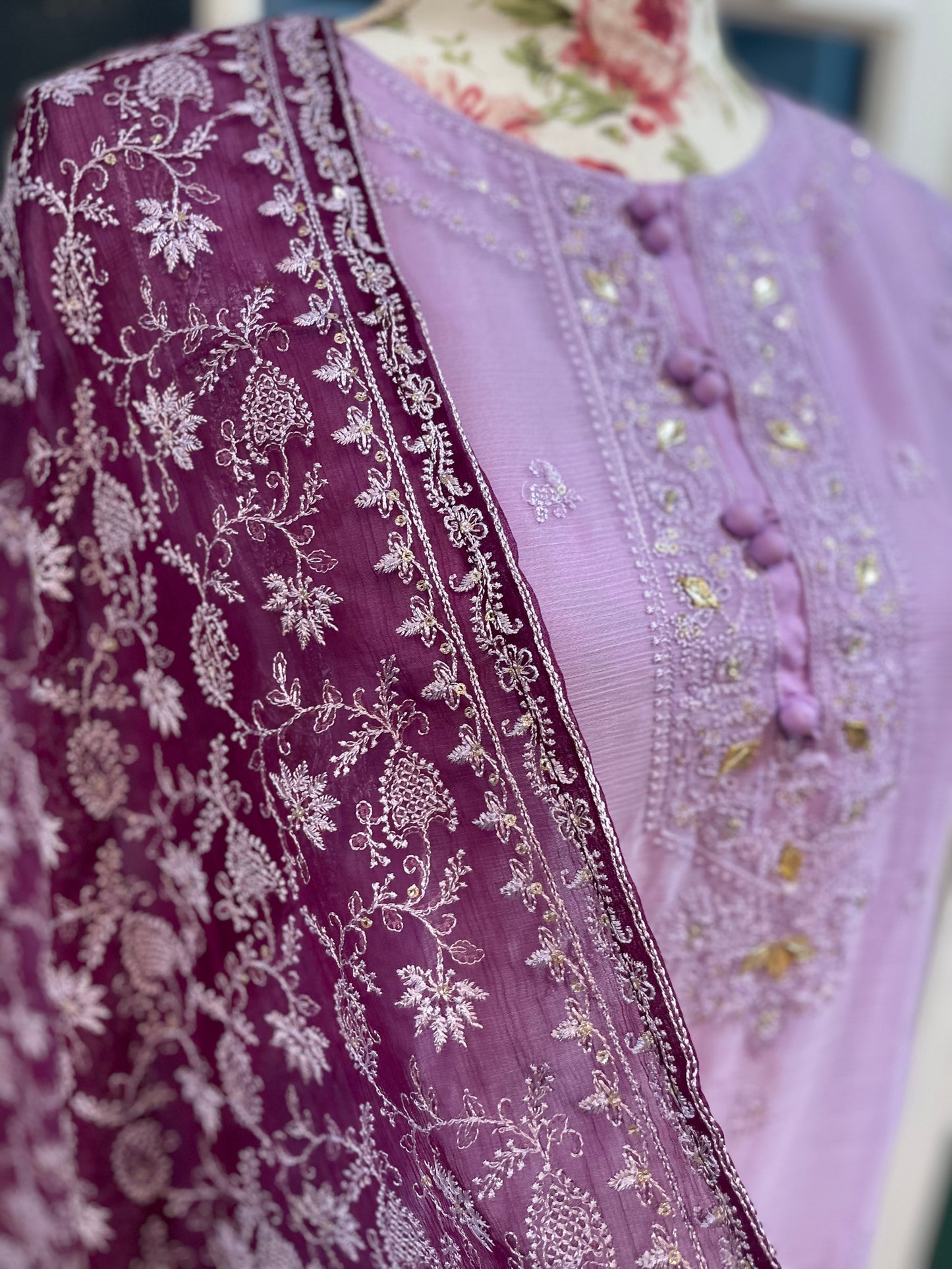 Purple Chiffon AghaNoor’s Two Piece