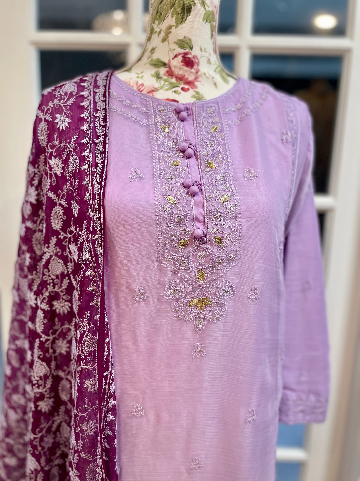 Purple Chiffon AghaNoor’s Two Piece